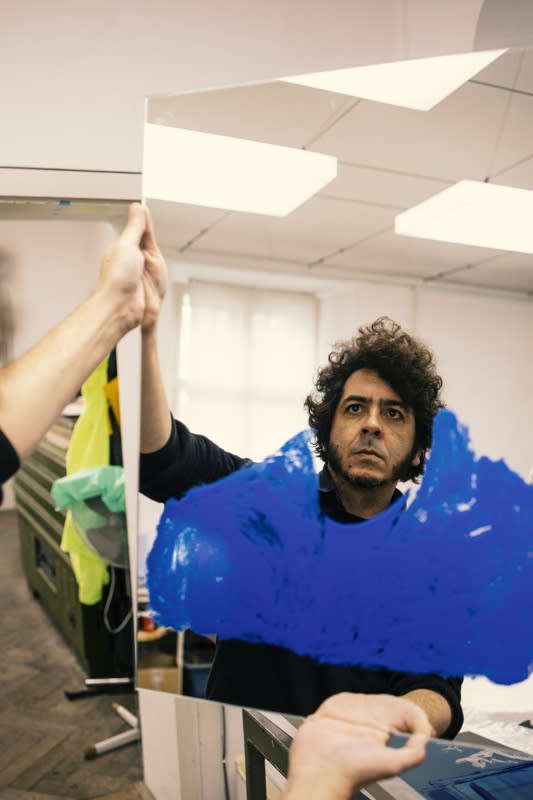 Francisco Tomsich in Print Studio MGLC. Photo by Urška Boljkovac.