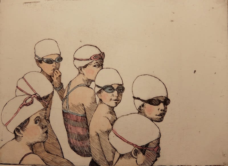 Eiko Yamashita, Swimmers. Etching