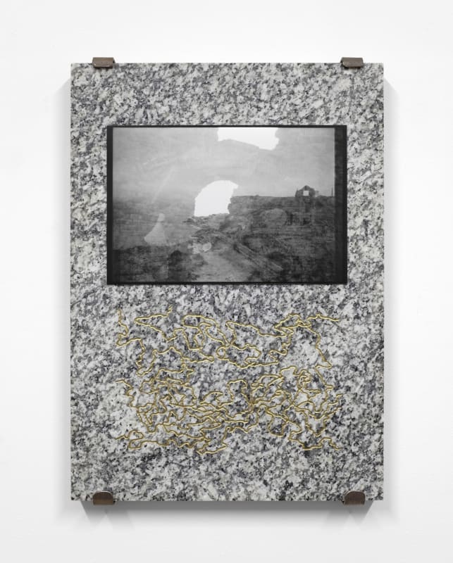 Following the Seam (no. 20), 2019 photograph, gelatin silver print on paper, and granite, ink, aluminium, steel 42 x 30 x 3 cm