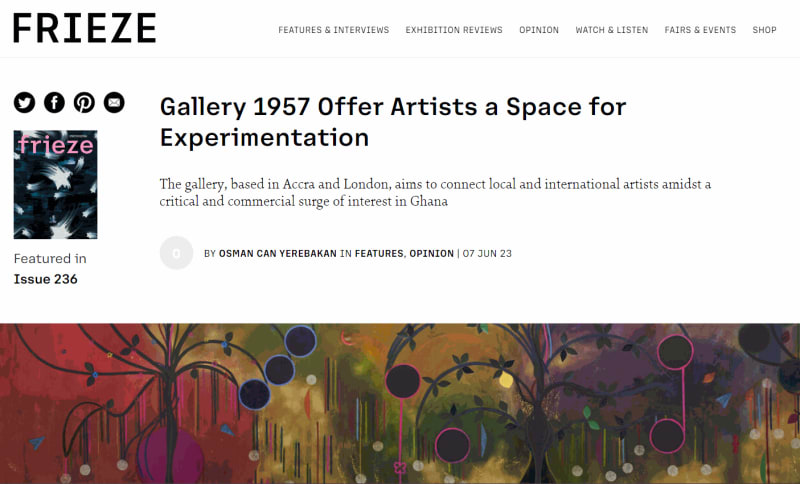 Gallery 1957 featured in Frieze Summer Issue