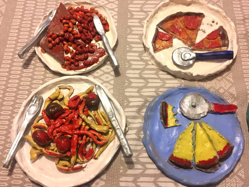 Oldenberg inspired food plates created by children attending the Turnstone Studio art classes