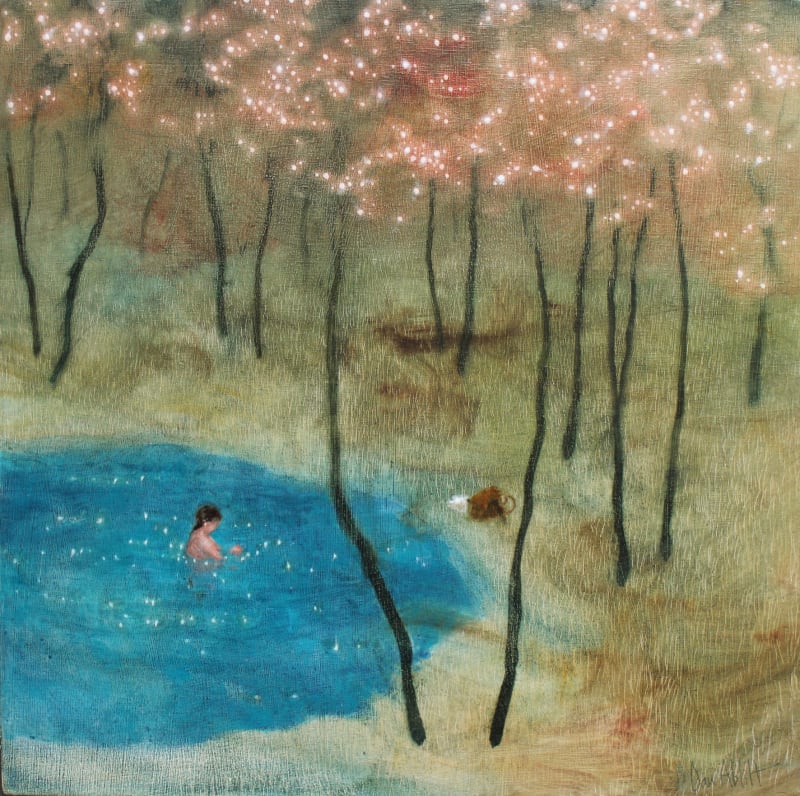 DANIEL ABLITT, Under Blossom (study), oil on panel, 32 x 32 cms