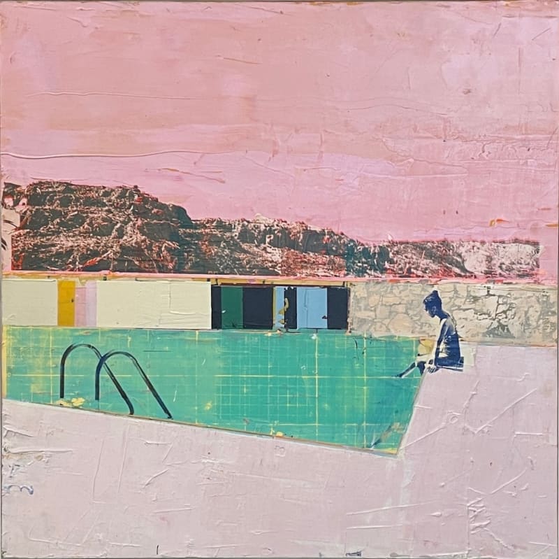 Pool with Rocky Headland, 2024 Acrylic & screen print on board, 60 x 60 cms © The Artist