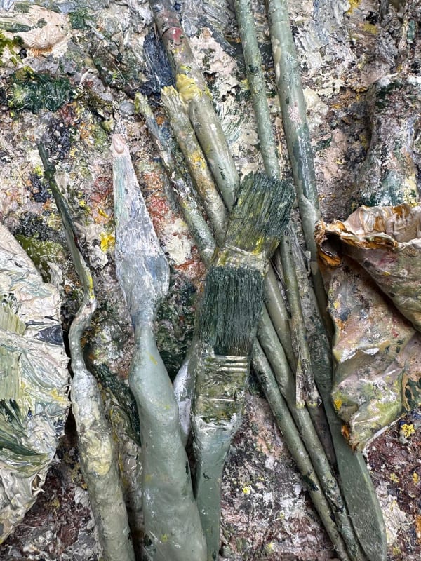 Brushes, paints and palette, 2024. © The Artist.