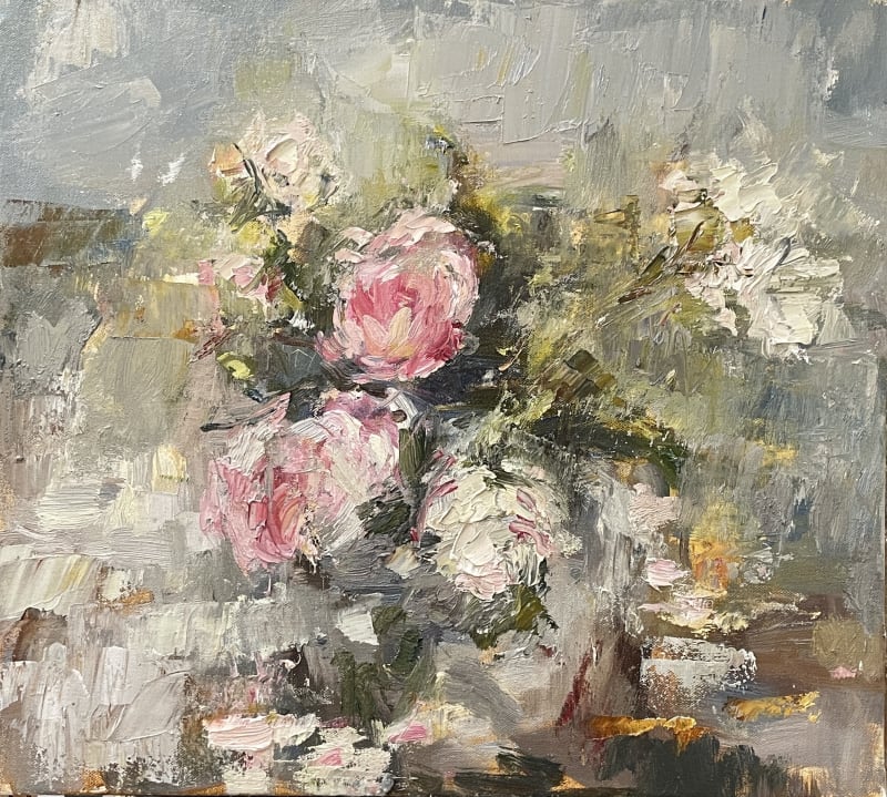 Late Garden Roses I, 2024 oil on canvas, 45 x 50 cms © The Artist