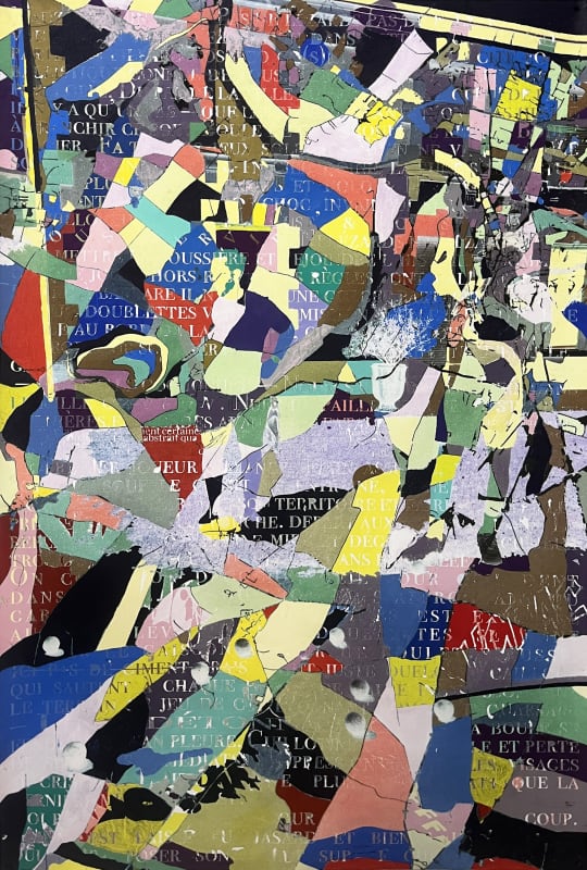 Mauzé, 2025, Impression numérique, crayon et gouache sur papier, 205 x 135 cm