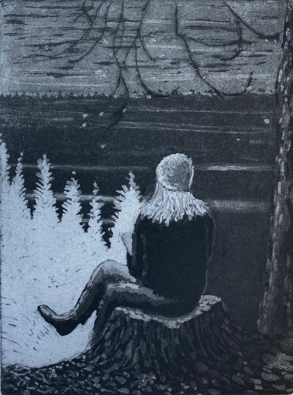Drawing in the Woods - Heidrun Rathgeb , Etching and Aquatint, Ed 2/4