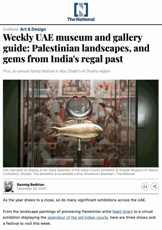 Weekly UAE museum and gallery guide: Palestinian landscapes, and gems from India's regal past