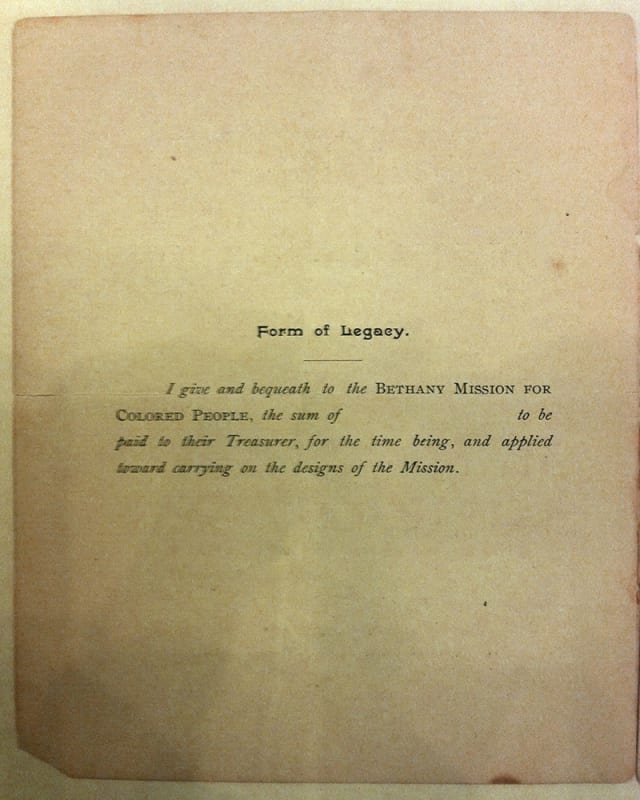 Annual Report 1891, Bethany Mission for Colored People