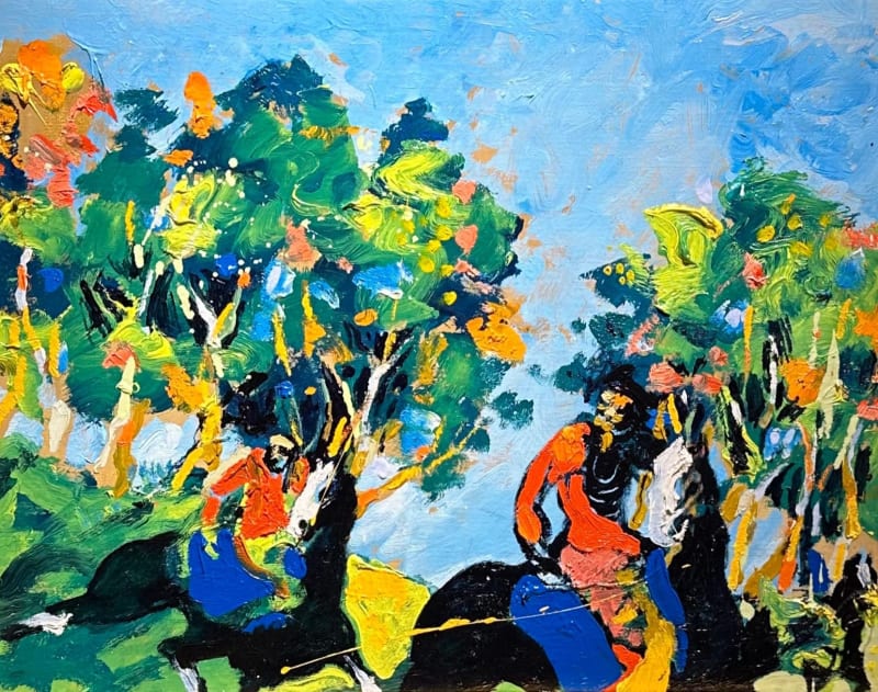 Cotton Woods in Green & Orange