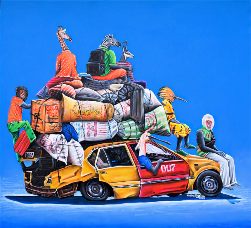 Abdias Ngateu - Taxi-Brousse II - 2020 - 119,5cm H x 129cm W - Acrylic on canvas