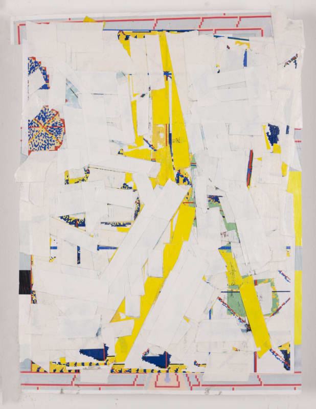 Sangram Majumdar, “In Motion 17” (2018), mixed media on paper mounted on panel