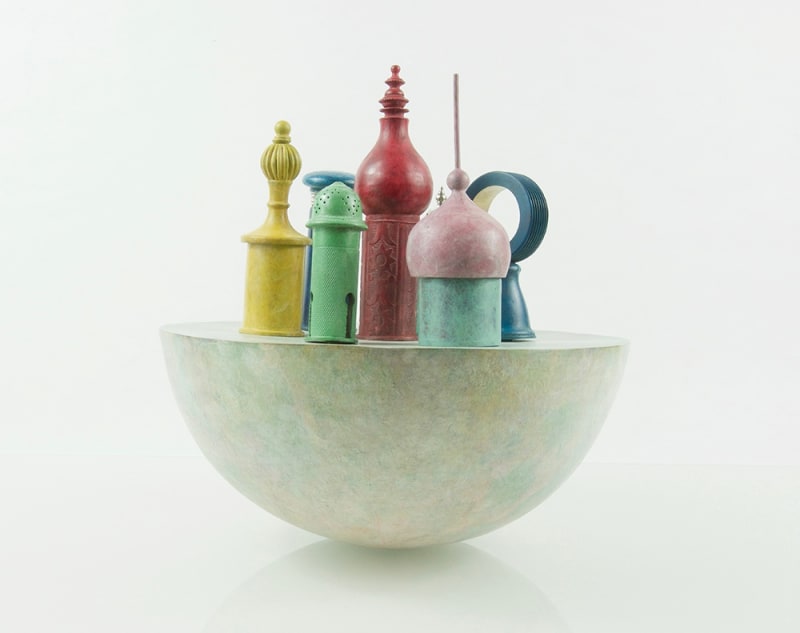 Cecilia Moore Balancing a Cityscape, 2022 Copper, bronze, brass, nickel-silver. Raised, constructed and patinated. 23 x 22 x 22cm