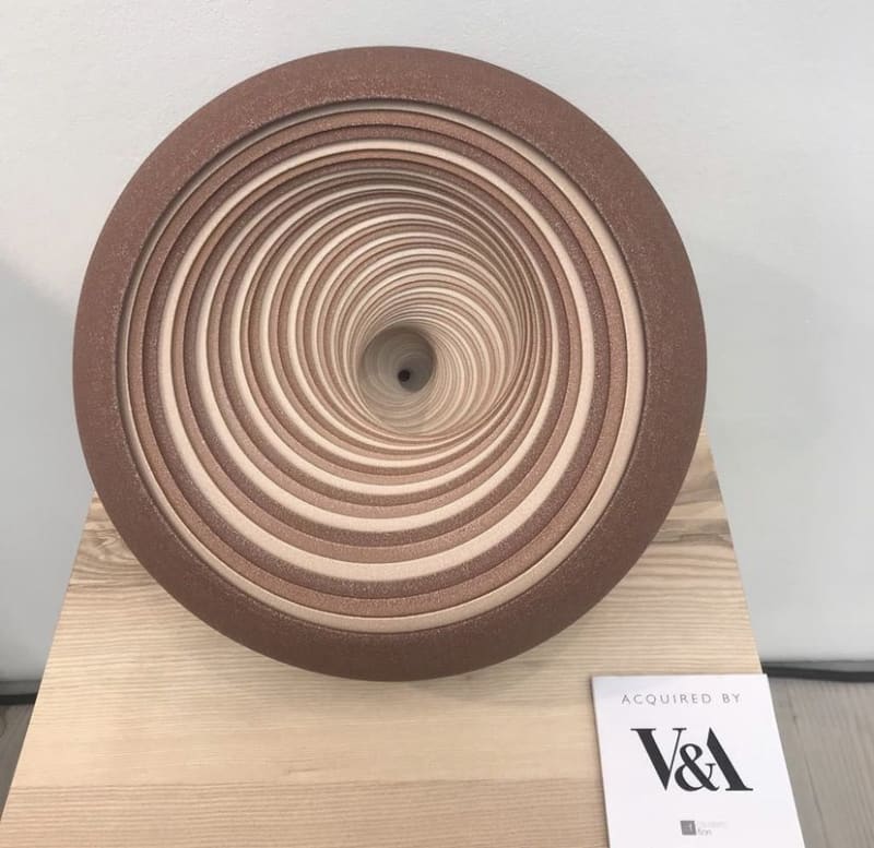 Matthew Chambers - Red Fade Spiral, 32cm diameter, Stoneware and Oxides, 2018 made for Cavaliero Finn at Collect 2019