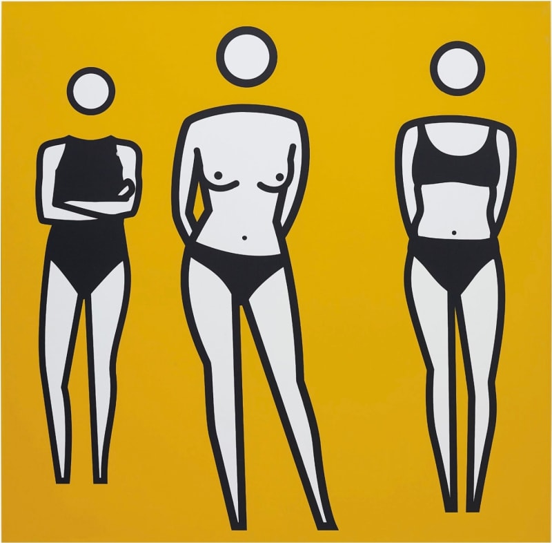 JULIAN OPIE (1958) Bathers 194 x 196 cm Mixed media, vinyl on stretcher bar Executed in 2001 Signed dated on verso