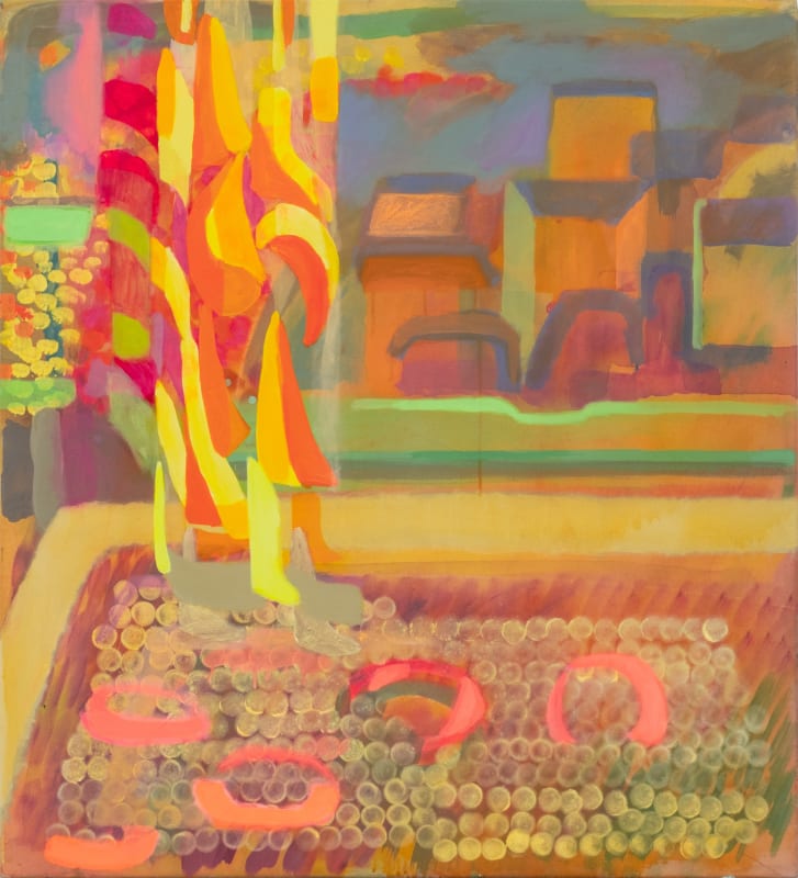 Phoebe Unwin, Stack, 2024, Acrylic on canvas, 107.8 x 98 cm | 42 2/5 x 38 3/5 in. Courtesy the artist and Amanda Wilkinson, London.