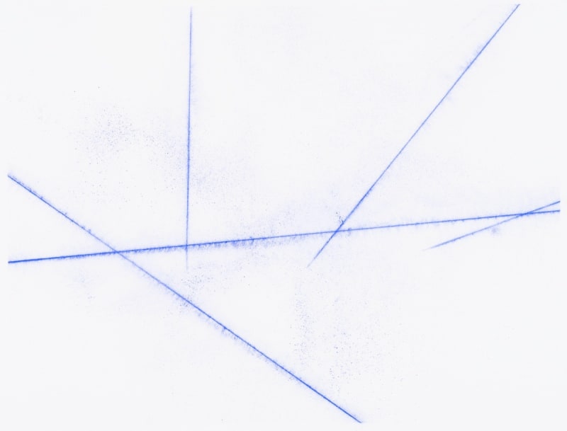 Claude Chaussard, 5 LIGNES N°1, Craie de traçage sur papier BFK Rives (de la série 5 lignes), 43 x 58 cm, 2017