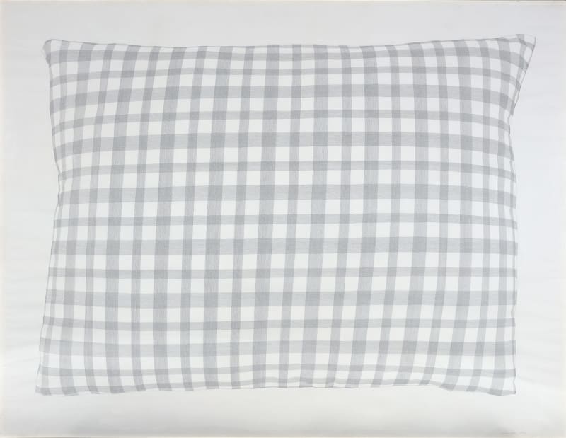 Eve Gramatzki, Grand coussin à carreaux, crayon sur papier, 150 x 192,5 cm, 1974, collection particulière. Photo © Emmanuel Watteau