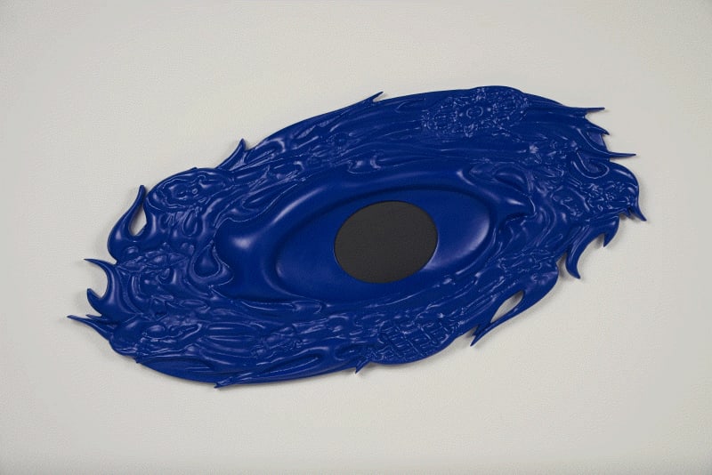 Fyerool Darma, Gateway 404, 2024, laminated photovoltaic sheet, wood, polymer synthetic paint, resin, 57 × 116 cm. Photo by Jonathan Tan. Courtesy Yeo Workshop, Singapore.