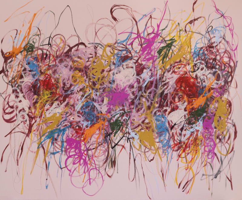 A'Driane Nieves Exuberant Synaptogenesis #1, 2023 Acrylic, house paint and sanguine dry lead on Belgian linen 152.4 x 182.9 cm (60 x 72 in) (NIEVES071)