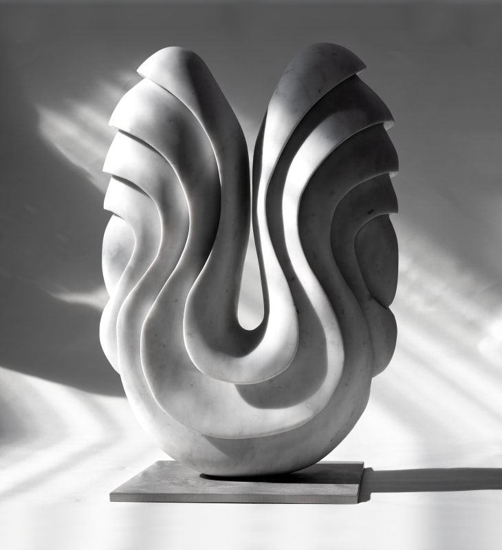 Carrara Marble & Stainless Steel Base H 51cm (20.07in) W 36cm (14.17in) D 19cm (7.48) Base 27x27cm (10.62x10.62in)