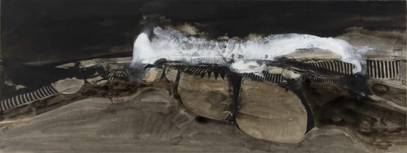 James Morrison RSA RSW (1932-2020): Furrows, 26x60cm (overall size 48x92cm), mixed media
