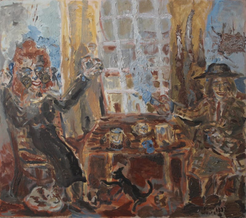 Max Wolpe Cat's Conversations 1, 1997 Oil on board 39 x 44 cm