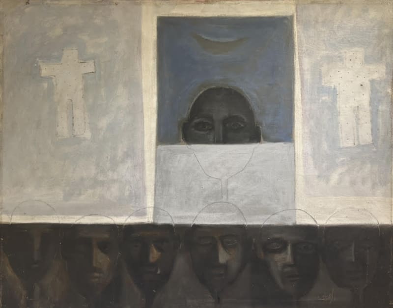Zaccaria El Zeini (1932-1993) Moulid Ya Donia, 1991, oil on canvas, 75 x 95cm, signed & dated.