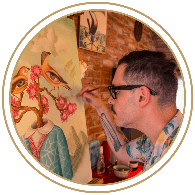 Artist Rafael Silveira at work