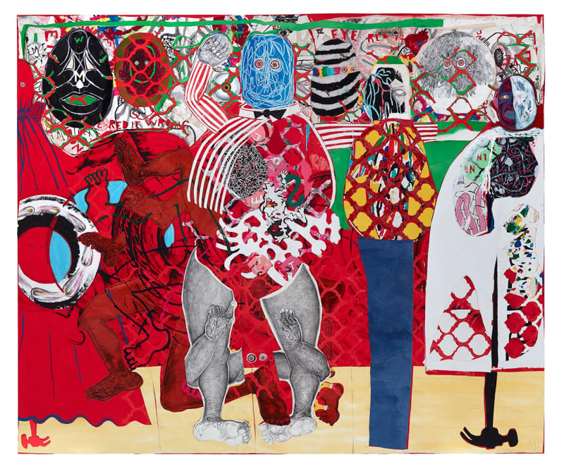 Detail of Trenton Doyle Hancock, I Want to Be at the Meeting After the Separation, 2014, Acrylic and mixed media on canvas, 228.6 x 274.3 x 8.2 cm, 90 x 108 x 3 1/4 in