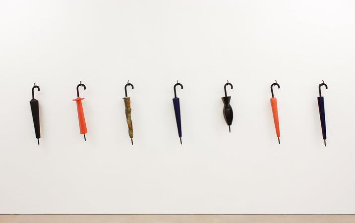 Richard Slee, Umbrellas, 2012, Glazed ceramic with umbrella pieces in seven (7) parts