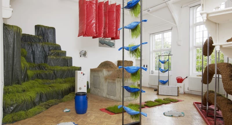 Installation view of Rachael Champion, The Ornithopter Garden at Camden Arts Centre