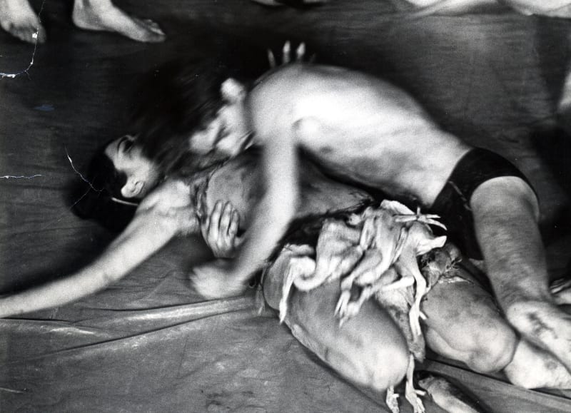 Detail of Carolee Schneemann, Meat Joy, 1964, Silver print, Framed: 23 3/4 x 20 1/4 in, 60.3 x 51.4 cm