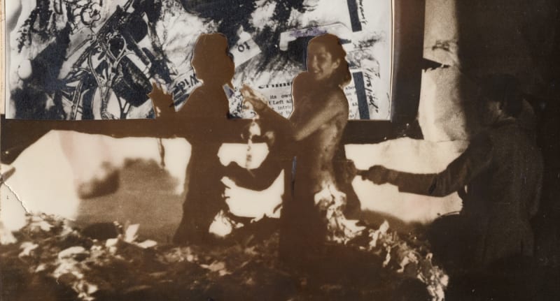 Detail of Carolee Schneemann, Naked Action Lecture 1, 1968, silver gelatin print collage, 20.3 x 25 cm, 8 x 9 7/8 in