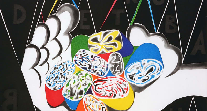 Detail of Trenton Doyle Hancock, The Ossified Theosophied, 2005, Etching, 63.5 x 49.5 cm, 25 x 19 1/2 in, Edition of 35 with 2AP