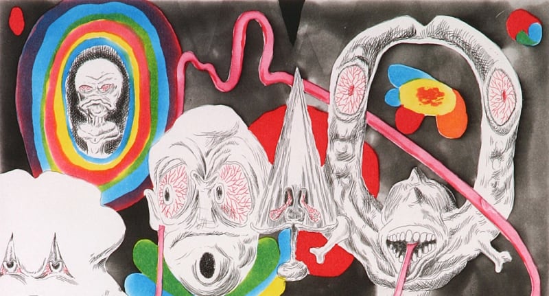 Detail of Trenton Doyle Hancock, The Ossified Theosophied, 2005, Etching, 63.5 x 49.5 cm, 25 x 19 1/2 in, Edition of 35 with 2AP