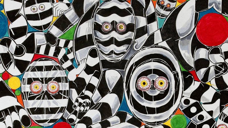 Detail of Trenton Doyle Hancock, Becoming the Toymaker, Phase 14 of 41, or Common Phenomenon or Simply Commomenon, 2017