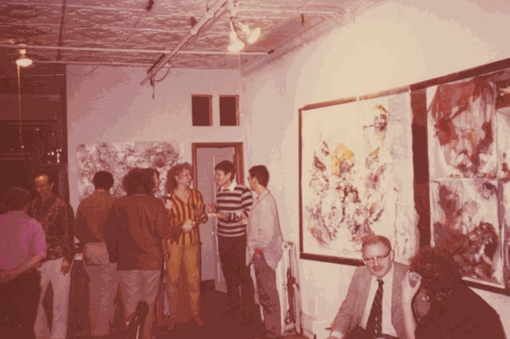 Carolee Schneemann, Jim Tenney, and Yvonne Rainer at Schneemann's 29th Street loft, 1987.
