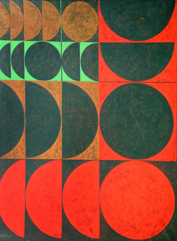 Anwar Jalal Shemza, Composition in Red, Green and Yellow Ochre, 1963