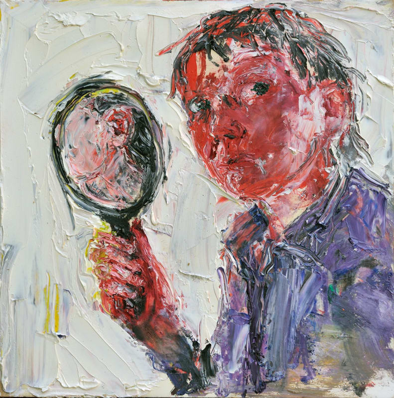 Shani Rhys James, Caught in the Mirror, 2015, oil on gesso on board, 12 1/8 x 12 ins, 30.6 x 30.4 cm