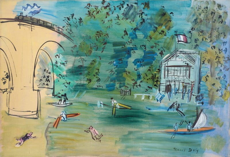 Raoul Dufy, Les Canotiers, la Marne, 1935, oil on canvas, 19.7 x 28.7 ins, 50 x 73 cm