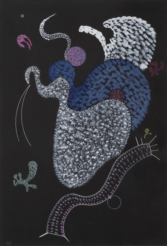 Vassily Kandinsky, Pointillé, May 1935, gouache on black paper laid down on cardboard, 19 1/8 x 13 1/4 ins, 48.4 x 33.5 cm