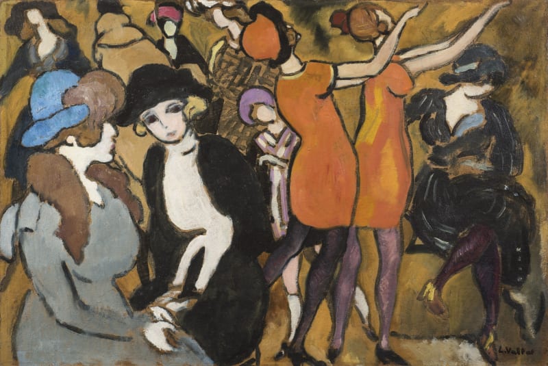 Louis Valtat, Les élégantes au salon, c.1918, oil on cardboard mounted on panel, 13 7/8 x 20 5/8 ins, 35.3 x 52.4 cm
