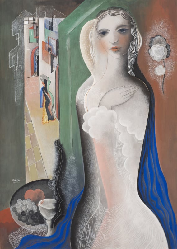 Béla Kádár, Standing Nude with Fruit Bowl, c. 1934, gouache on paper, 40 x 29 ins, 101.6 x 73.7 cm