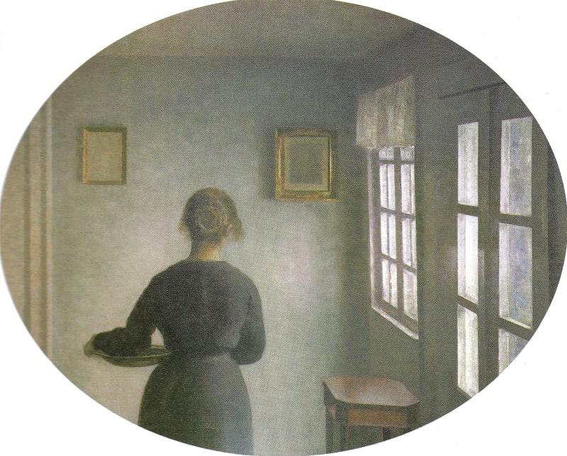 Vilhelm Hammershoi, Interior with Figure, oil on canvas, 26 x 35 ins, 65 x 85 cm