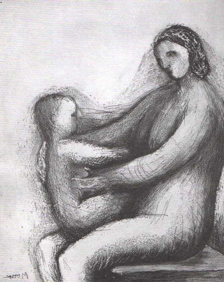 Henry Moore, Mother and Child XIII, 1983, numbered in pencil 21/65, etching, 12 7/8 x 10 1/8 ins, 32.7 x 25.7 cm