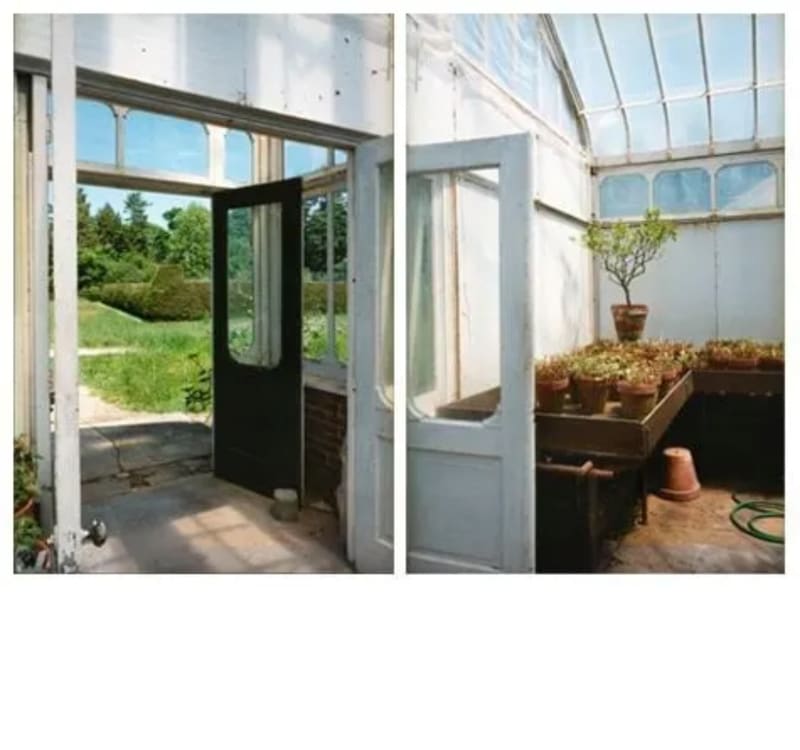 Esther Pullman, "Private Estate Greenhouse, Doors Wellesley, MA," June 2001, C-print, diptych:39 7/8 x 27 1/4 inches each (framed), Ed. 3/5.