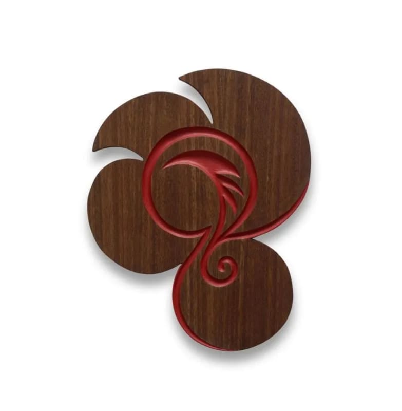 Jack Youngerman, "Mahogany/Red," 2006, initialed and dated verso oil on mahogany, 20 x 16 x 1 inches.