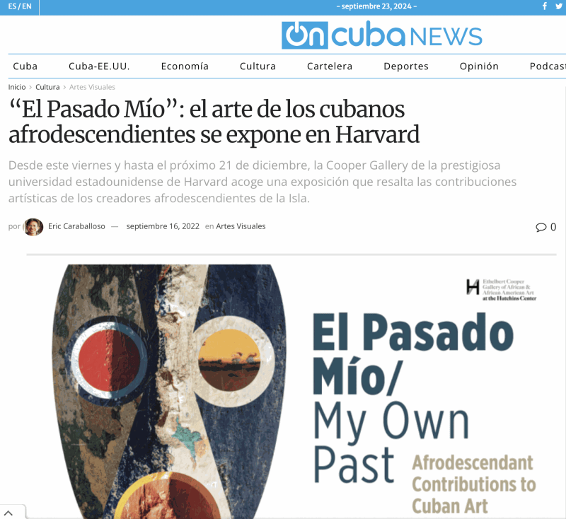 On Cuba News - 'My Past': the art of Cubans of African descent is exhibited at Harvard (Translated to English...