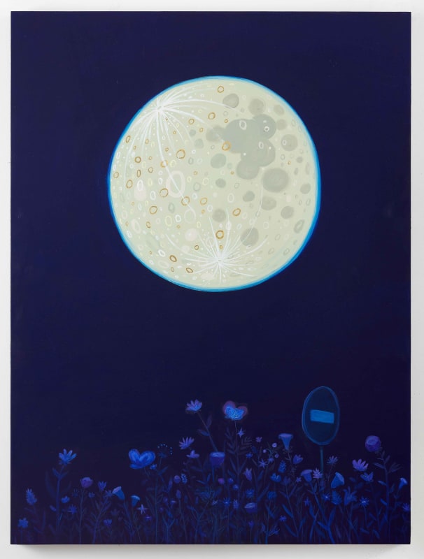 Oliver Jeffers, Before the Second Sleep, 2022, Acrylic and silver foil on panel, 40 x 30 x1 5/8 inches